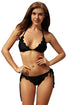 Sexy Black Scallop Triangular Bikini Self-tie Swimsuit